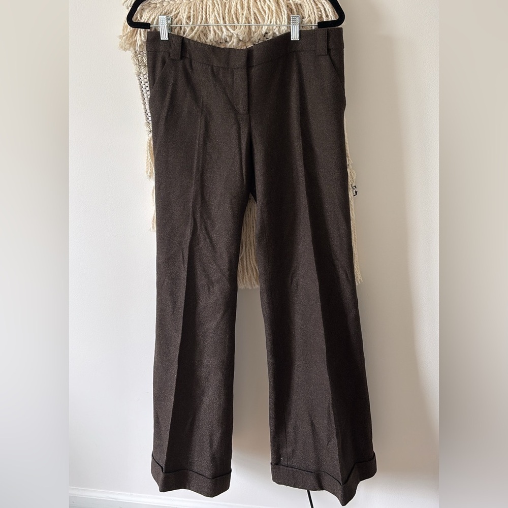 Burberry London Wool Cashmere Wide Leg Cuffed Trousers Pants Size 10 - Picture 3 of 7